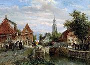 unknow artist A view of the Staal Everspijp and the Grote Kerk in summer France oil painting artist